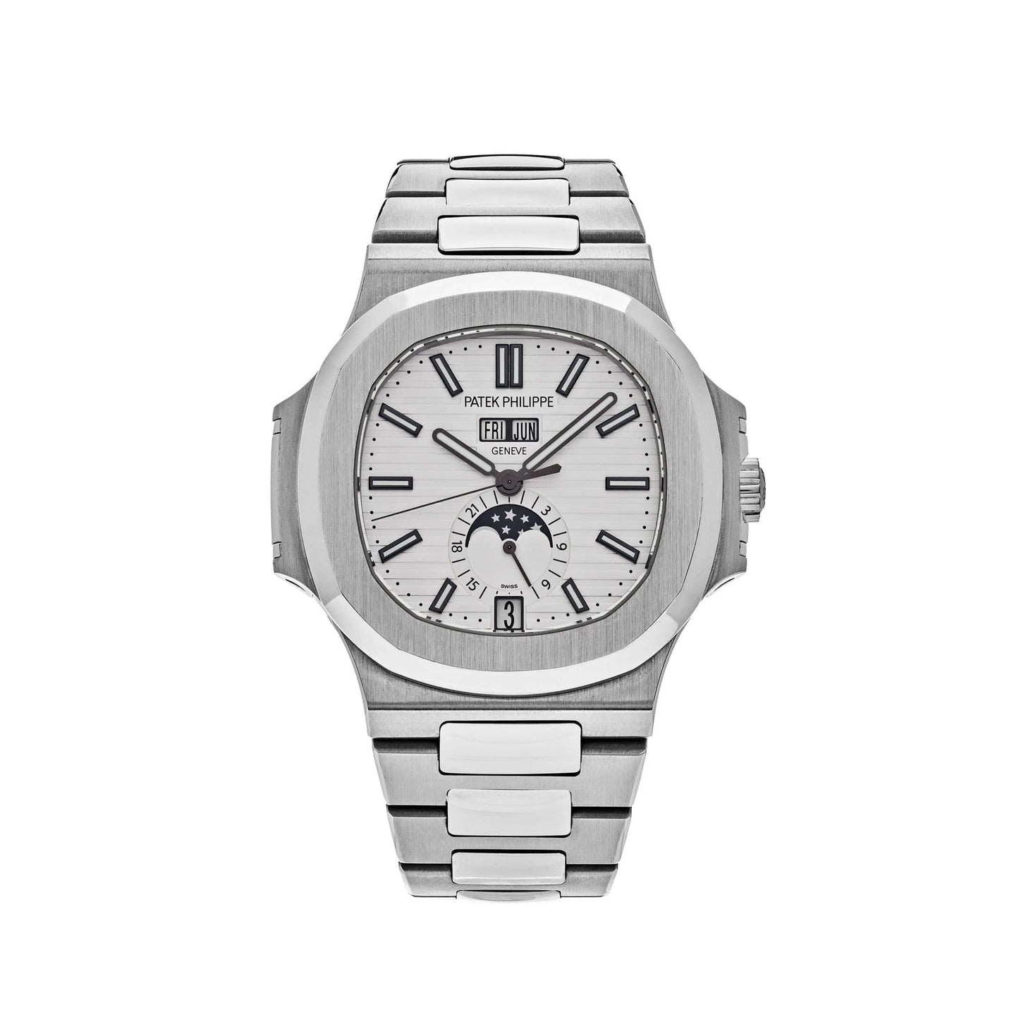 Patek Philippe Nautilus 5726/1A-010 Annual Calendar Moon Phases Stainless Steel White Dial