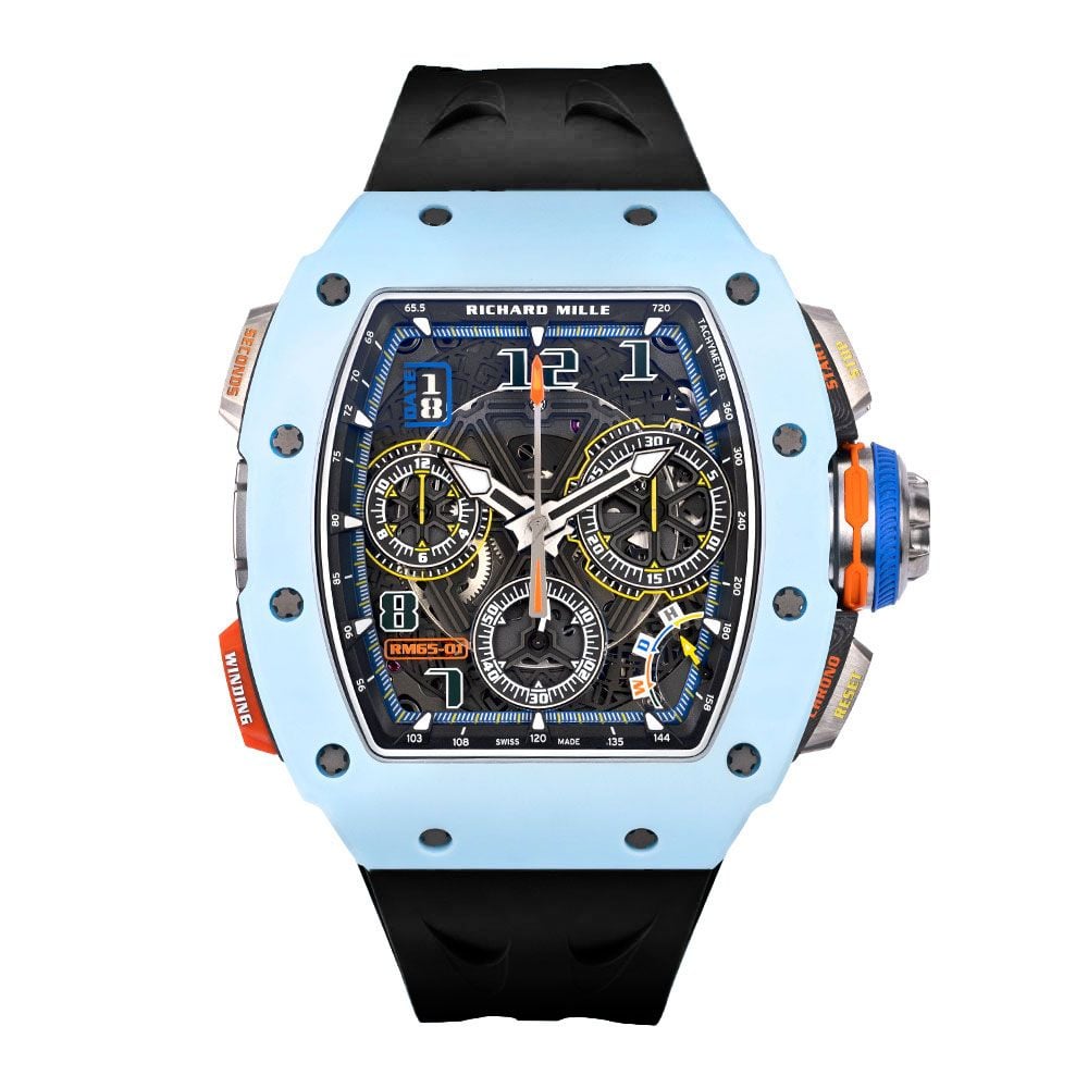 Richard Mille RM 65-01 Pastel Blue Quartz TPT Carbon, Skeleton Dial, 50 mm