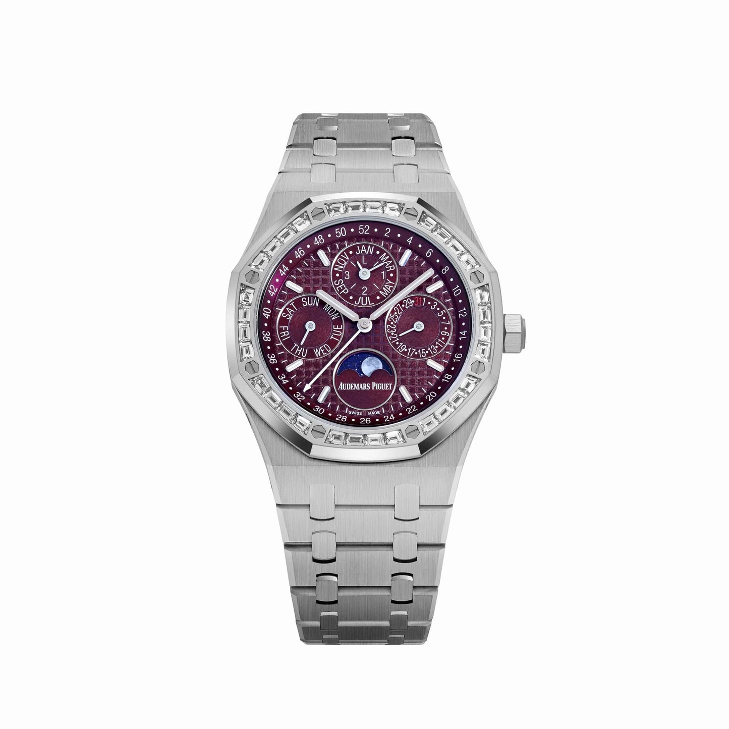 Audemars Piguet Royal Oak Perpetual Calendar 26598BC.ZZ.1220BC.01 'Qatar Edition' White Gold Burgundy Dial Diamond Bezel (2025)