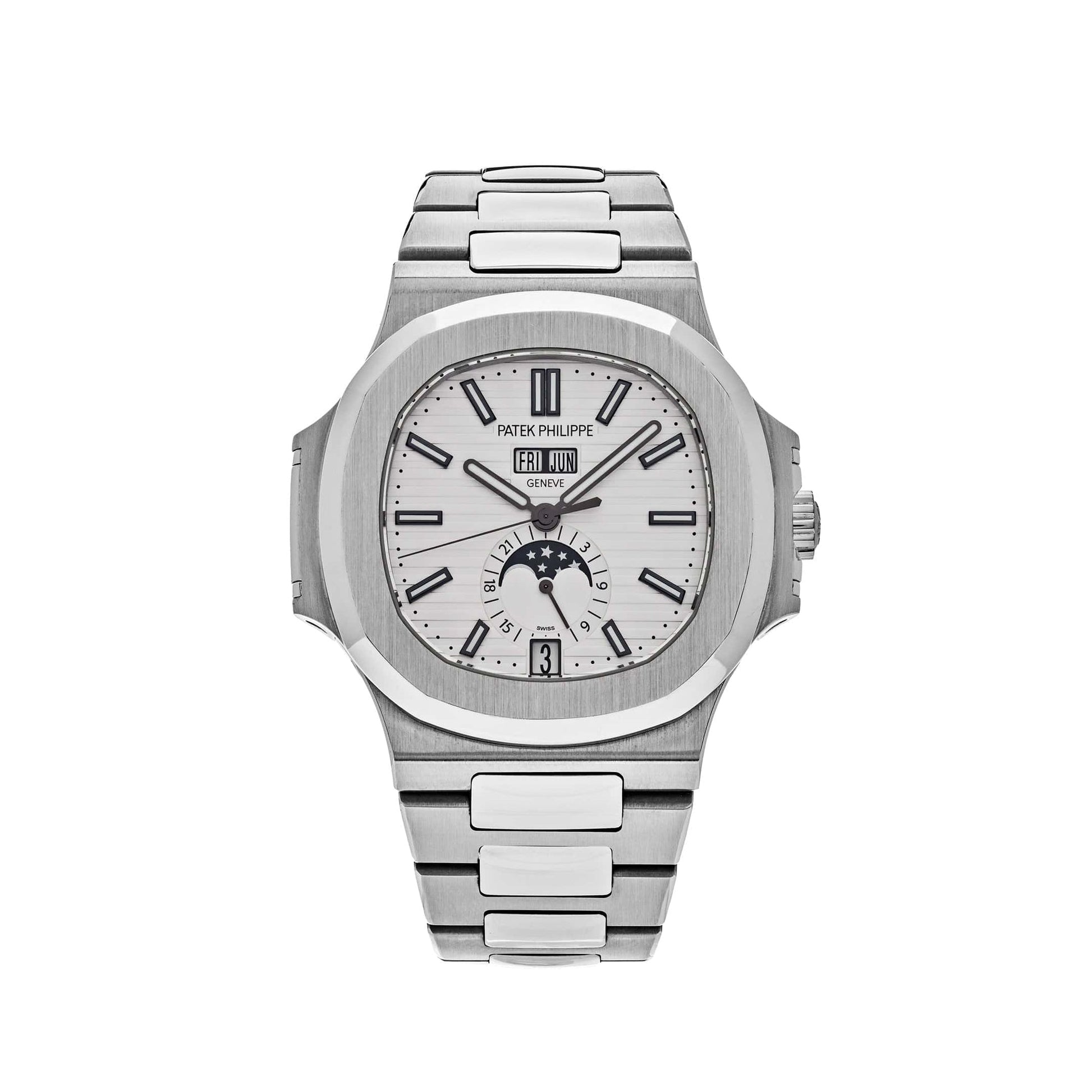 Patek Philippe Nautilus 5726/1A-010 Annual Calendar Moon Phases Stainless Steel White Dial