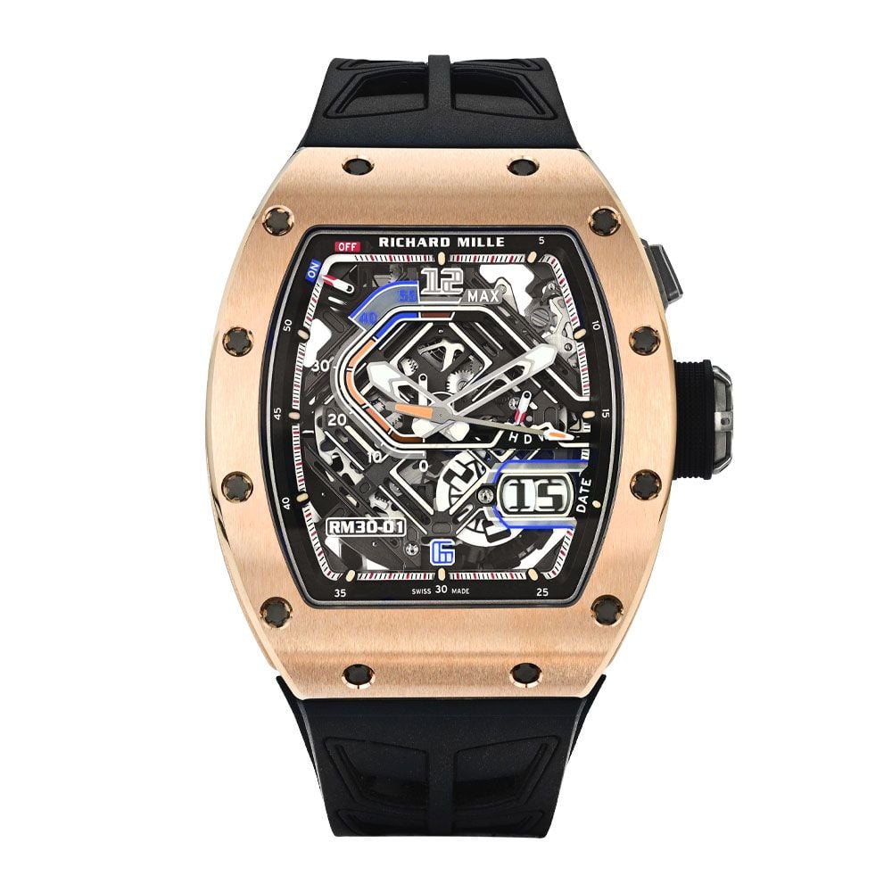 Richard Mille RM 30-01 18K Rose Gold & Titanium, Skeleton Dial, 50 mm