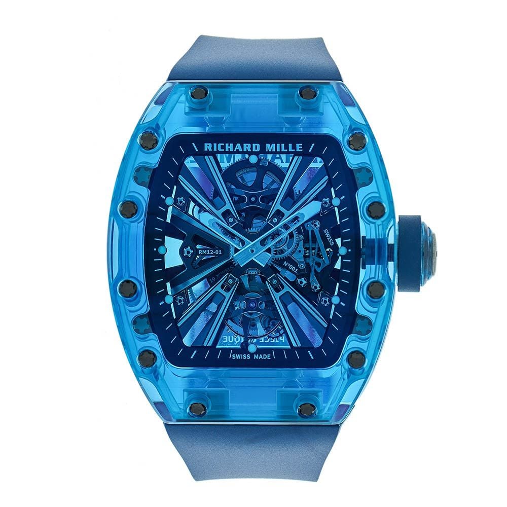 Richard Mille RM 12-01 Sapphire Blue Tourbillion, Transparent Dial, 50 mm