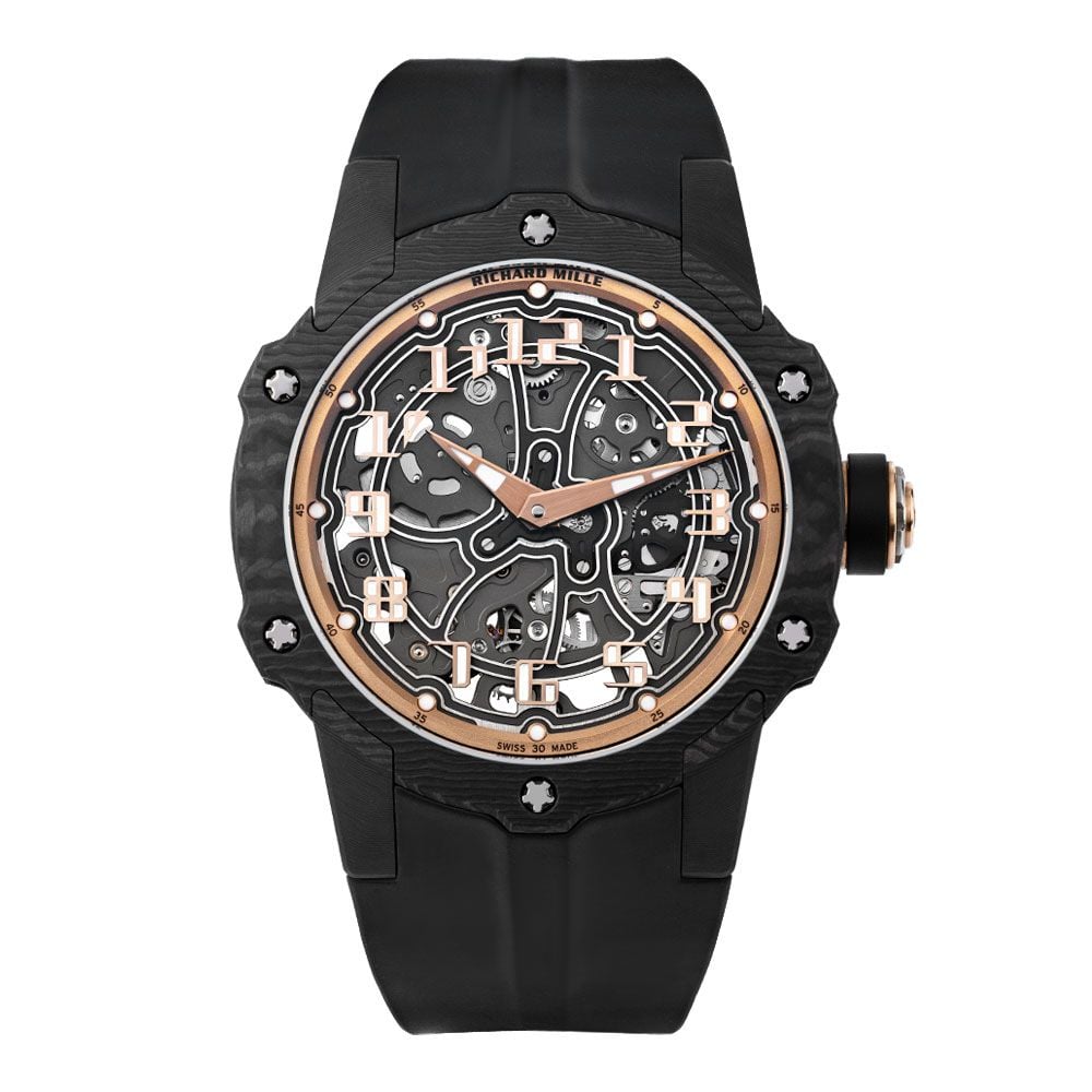 Richard Mille RM 33-02 Carbon TPT, 18K Rose Gold, Transparent Dial, 42 mm
