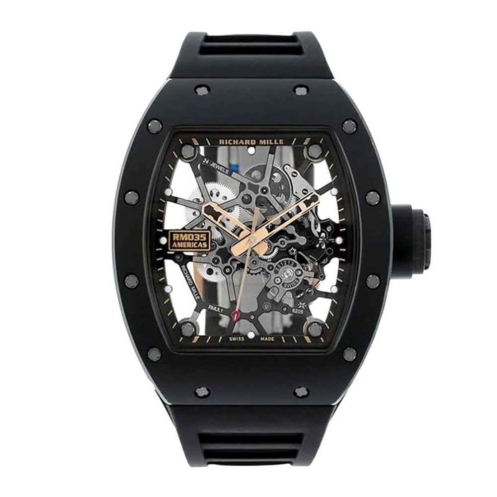 Richard Mille RM 035 Ceramic & 18K Rose Gold, "Americas Black Toro", Transparent Dial, 50 mm